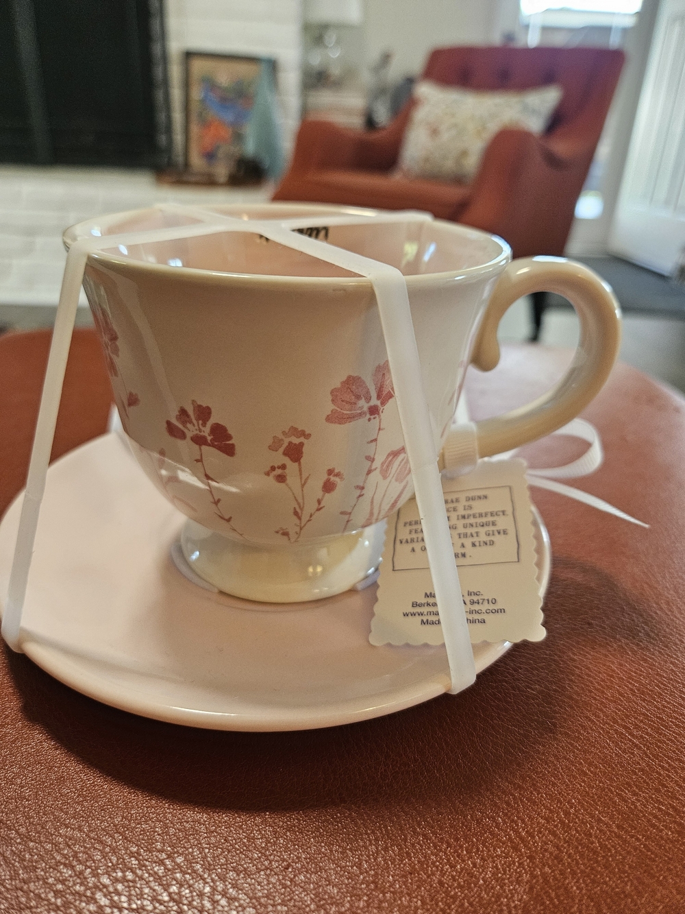 Rae Dunn Floral Pink Tea Cup & Saucer